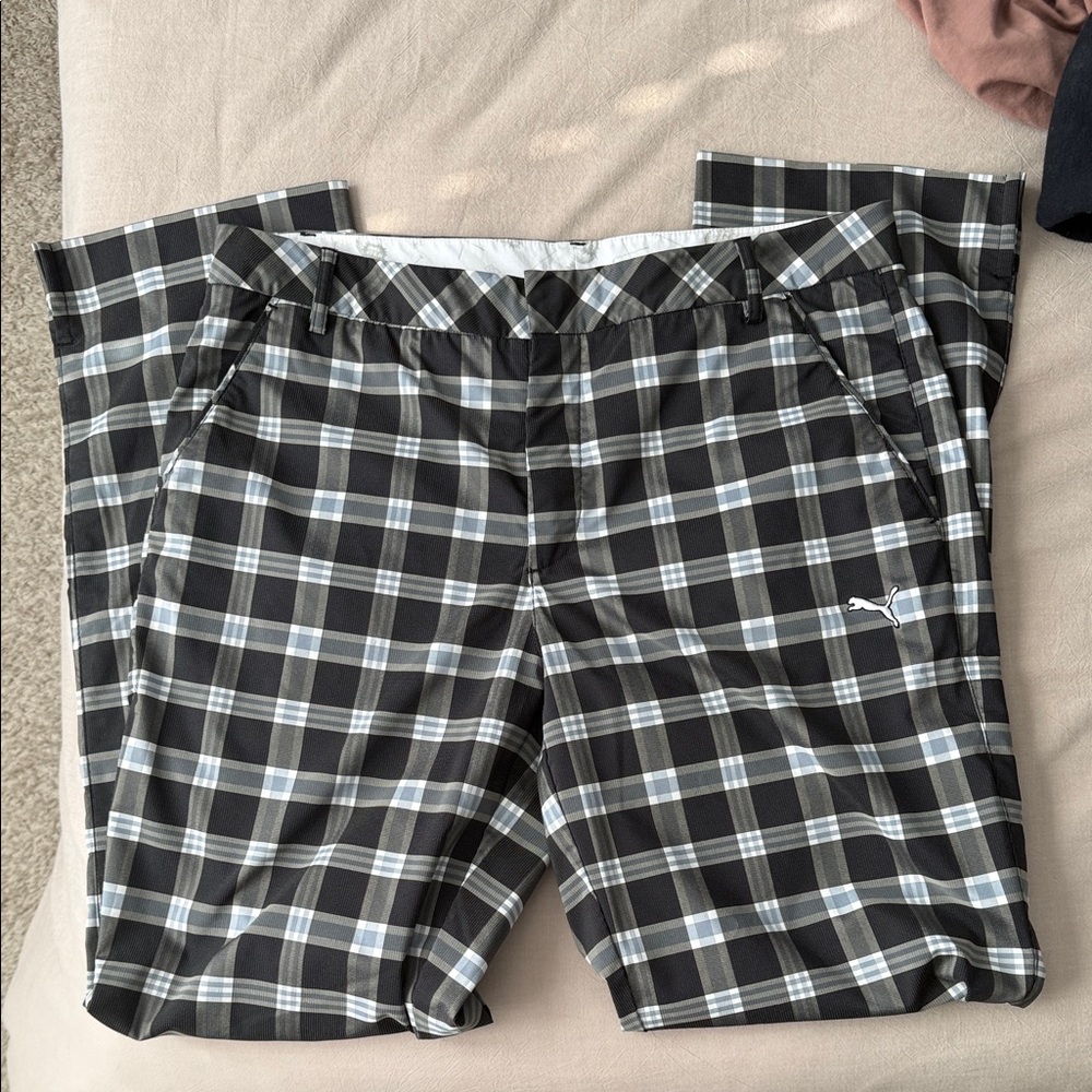 Men's Black Plaid Golf Pants